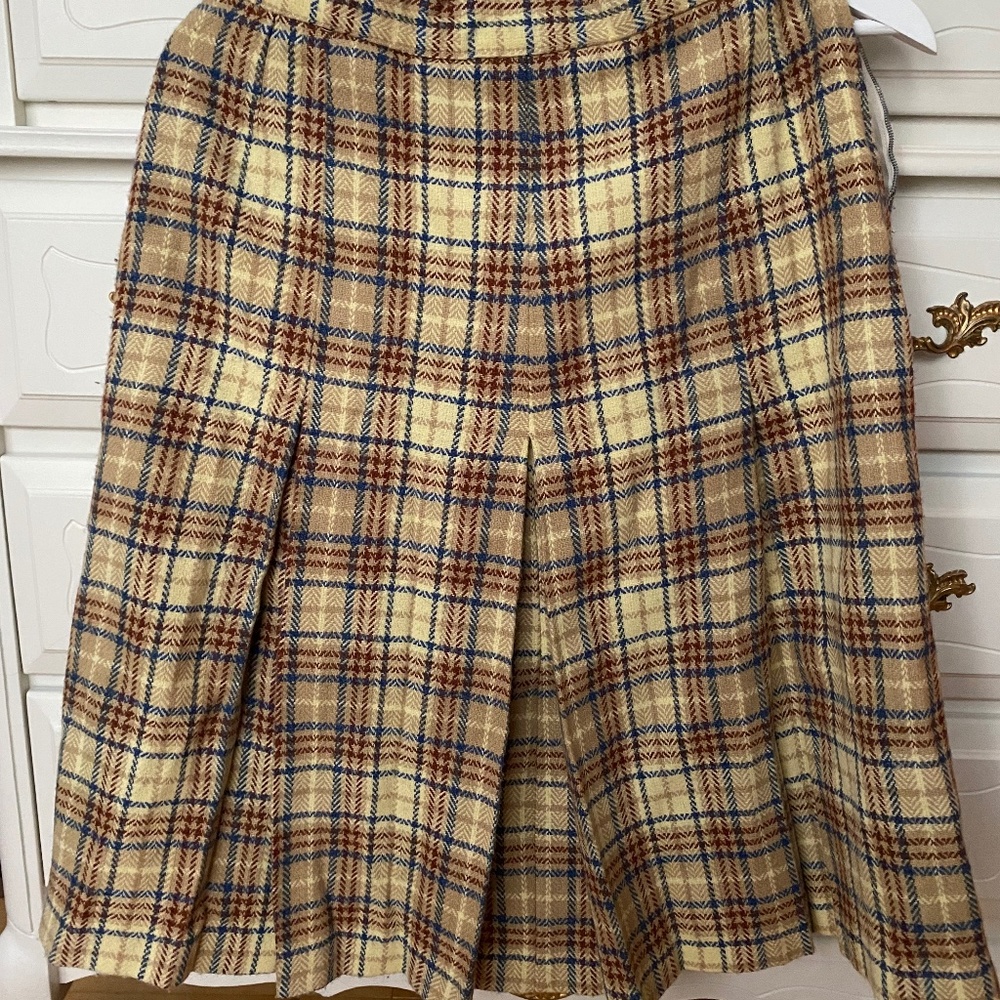 60s Vintage Plaid Wool Skirt
